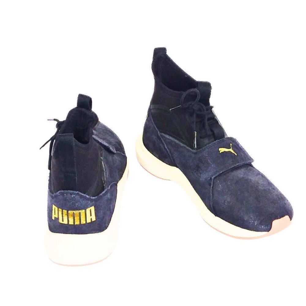 WOMEN'S PUMA SNEAKERS DARK BLUE CRUSHED VELVET W/PINK SOLE | SIZE 8.5 - Picture 2 of 5